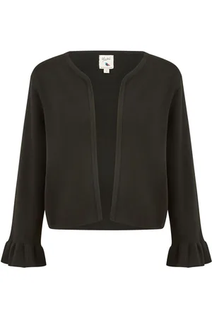 Yumi Black Cropped Cardigan With Bell Sleeves M