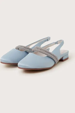 Monsoon Diamante Strap Satin Slingback Flats AU 1 (EU 33)