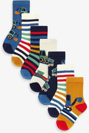 Next Multi Stripe Transport Cotton Rich Socks 7 Pack 12.5-3.5