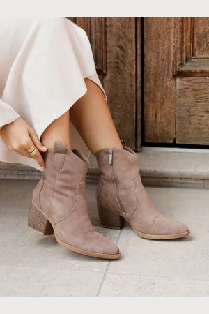 Linzi Mocha Jessie Faux Suede Western Ankle Boots AU 5 (EU 35)