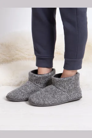 Totes Grey Mens Knitted Short Boot Slippers AU 9.5 (EU 44)