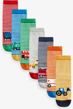 Next Vehicle Stripe Cotton Rich Socks 7 Pack 12.5-3.5