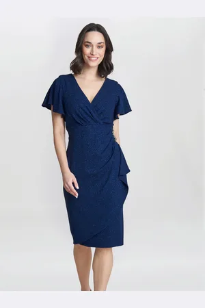 Gina Bacconi Glenda Midi Dress With Embellishment AU 12