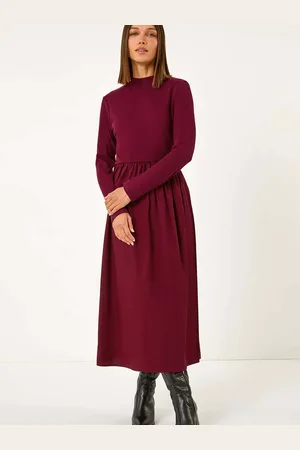 Roman Cotton Stretch Jersey Mix Midi Dress AU 16