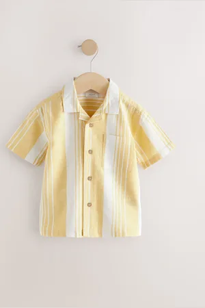Next Short Sleeves Revere Collar Linen Blend Stripe Shirt (3mths-7yrs) 4