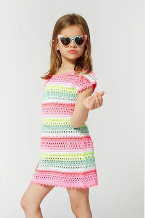 Billieblush Multicolour Crochet Stripe Short Sleeve Dress 4 Years (104cm)