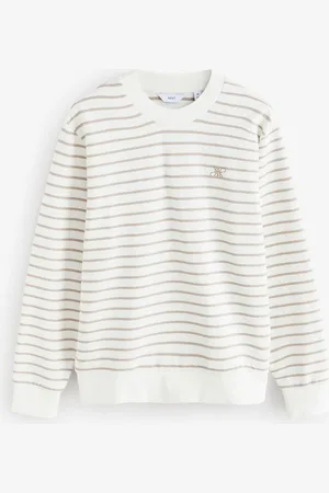 Next Ecru Striped Crew Textured Sweatshirt XXL