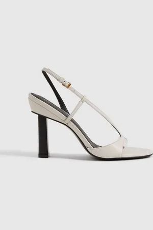 Reiss White Joy Leather Clear Strap Block Heels AU 5 (EU 36)