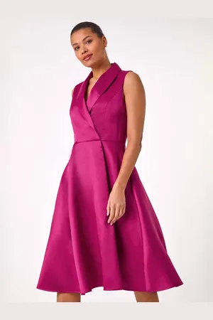 Roman Satin Tuxedo Style Midi Dress AU 14