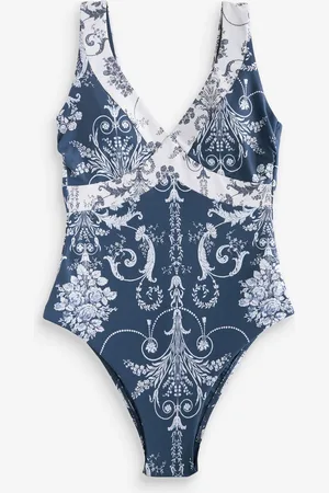 Laura Ashley Navy Josette Tummy Control Swimsuit AU 16
