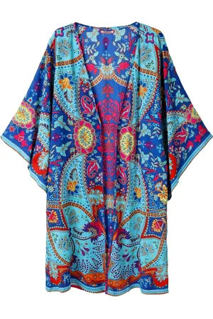 Joe Browns Blue Relaxed Fit Boho Scarf Print Kimono S