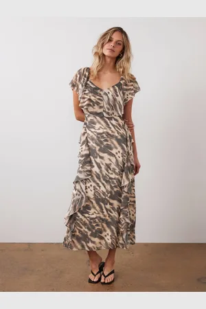 mint&berry Animal Print Cape Sleeve Maxi Dress 14