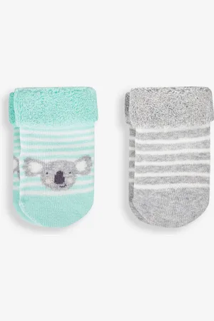 JoJo Maman Bébé Green Koala 2-Pack Baby Socks Upto 6 Months (50