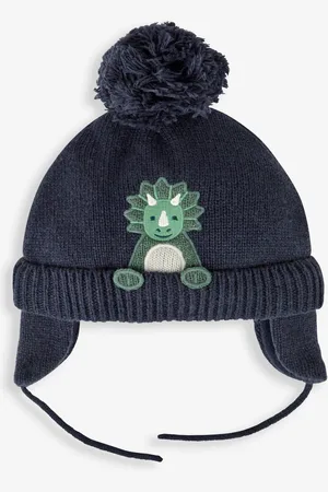 JoJo Maman Bébé Navy Blue Appliqué Bobble Hat 0