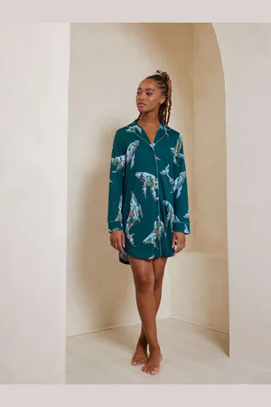Chelsea Peers Emerald Green Wild Duo Print Nightshirt AU 16