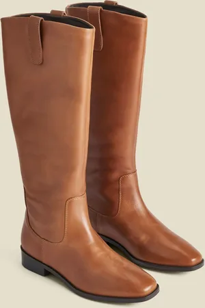 Sosandar Natural Square Toe Flat Leather Boots AU 5 (EU 36)