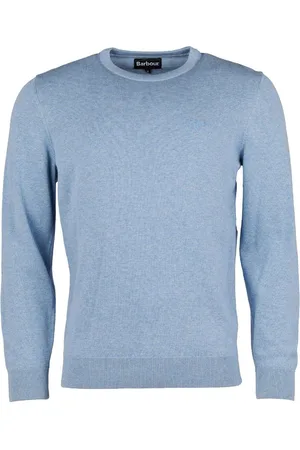 Barbour Chambray Blue Mens 100% Cotton Pima Crew Neck Jumper XXL