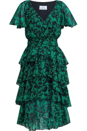 Gina Bacconi Lottie Elastic Waist Tiered Dress AU 12