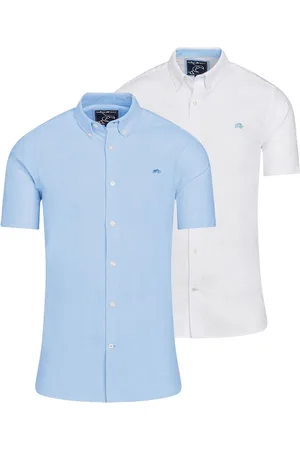 Raging Bull Classic Short Sleeve Oxford 100% Cotton Shirts 2 Pack XXL