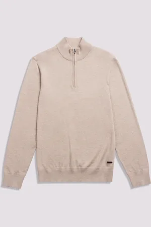 Duchamp Dark Grey Quarter Zip Funnel Neck Black Jumper S