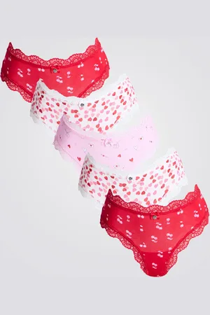 Boux Avenue Multicoloured Heart Cherry Print Brazilian 5 Pack AU 10