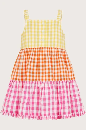 Monsoon Baby Gingham Colour Block 100% Cotton Dress 6