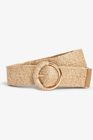 Next Natural Boho Raffia Wide Belt M