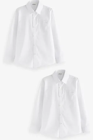 Clarks Long Sleeve Boys School Shirts 2 Pack 3 Years (98cm)