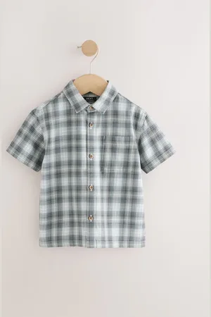 Next Short Sleeves Boxy Fit Check 100% Cotton Shirt (3mths-7yrs) 3