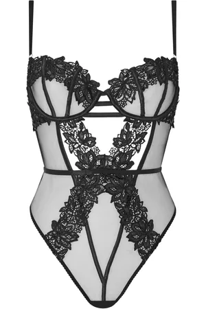 Ann Summers Black Irreplaceable Floral Guipure Non Pad Body 12 D-DD