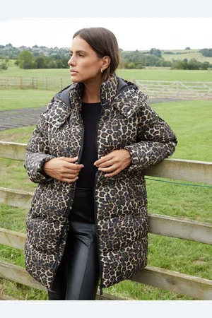 Threadbare Brown Leopard Print Hooded Puffer Coat AU 12
