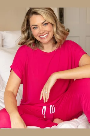 Cyberjammies Pink Jersey Cap Sleeve Souch and Bottoms Pyjama Set AU 14