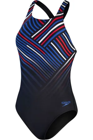 Speedo Blue Womens Digital Printed Medalist Swimsuit 28W x 31L (UK 28 R)