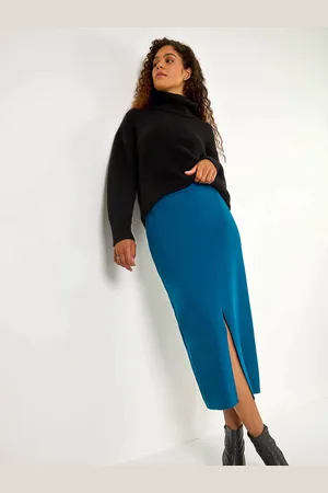 Roman Front Split Knitted Midi Skirt AU 14