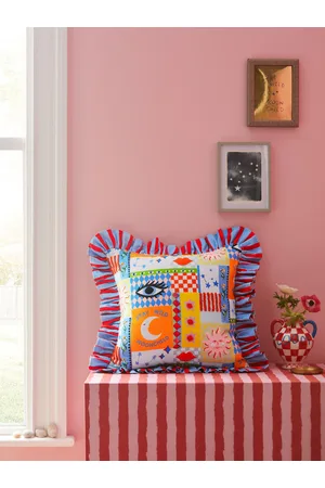 Eleanor Bowmer Multi Celestial Embroidered Ruffle Cushion
