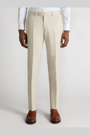 Remus Natural Tapered Fit Linen-Blend Smart Trousers 38