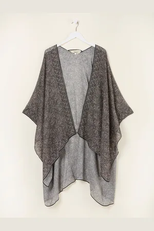 Fat Face FatFace Black Leaf Printed Kimono One