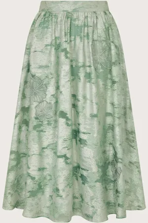 Monsoon Josie Floral Print Jacquard Midi Skirt AU 22
