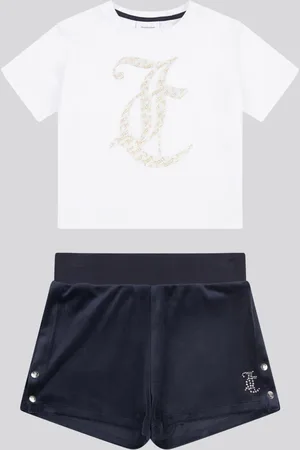 Juicy Couture Blue Girls Boxy T-Shirt & Velour Shorts Set 9