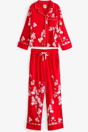 Bath & Body Works Red Japanese Cherry Blossom Floral Button Through Pyjama Set AU 20 R
