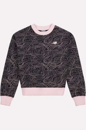 New Balance Black Girls AOP Brush Back Sweatshirt 12
