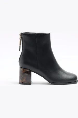 River Island Black Feature Block Heel Ankle Boots AU 6 (EU 37)