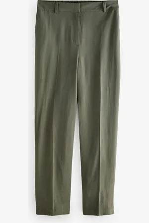 Next Green Elastic Back Straight Leg Modal Trousers AU 6 R