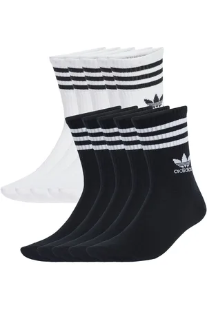 adidas White/Black 3 Stripe Crew Socks 10 Pack 4.5-5.5