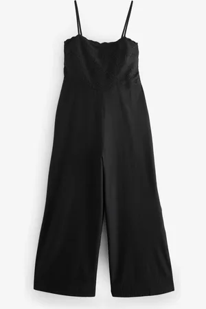 Next Black Cornelli Wide Leg Jumpsuit With Linen AU 10