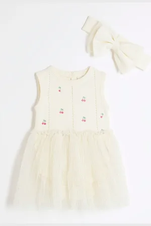 River Island Baby Girls Cherry Embellished 100% Cotton Tutu Dress 9