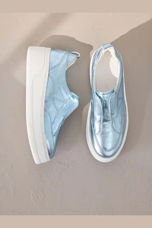 Next Metallic Slip On Signature Forever Comfort Leather Chunky Wedge Platform Trainers AU 5.5 (EU 36)
