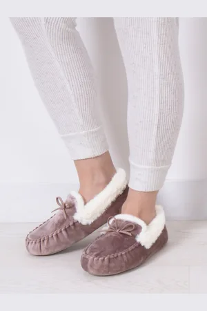 Totes Purple Ladies Velour Moccasin Slippers AU 7.5 (EU 38)