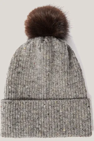 Jigsaw Grey Donegal Lambswool Pom Hat one