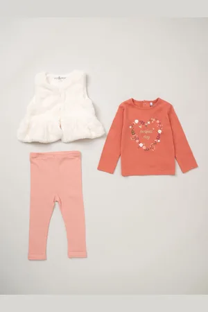 LILY & JACK Faux Fur Gilet 100% Cotton Top and Leggings Outfit Set 2 Years (92cm)